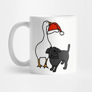 Gaming Goose Steals Christmas Santa Hat from Cute Dog Mug